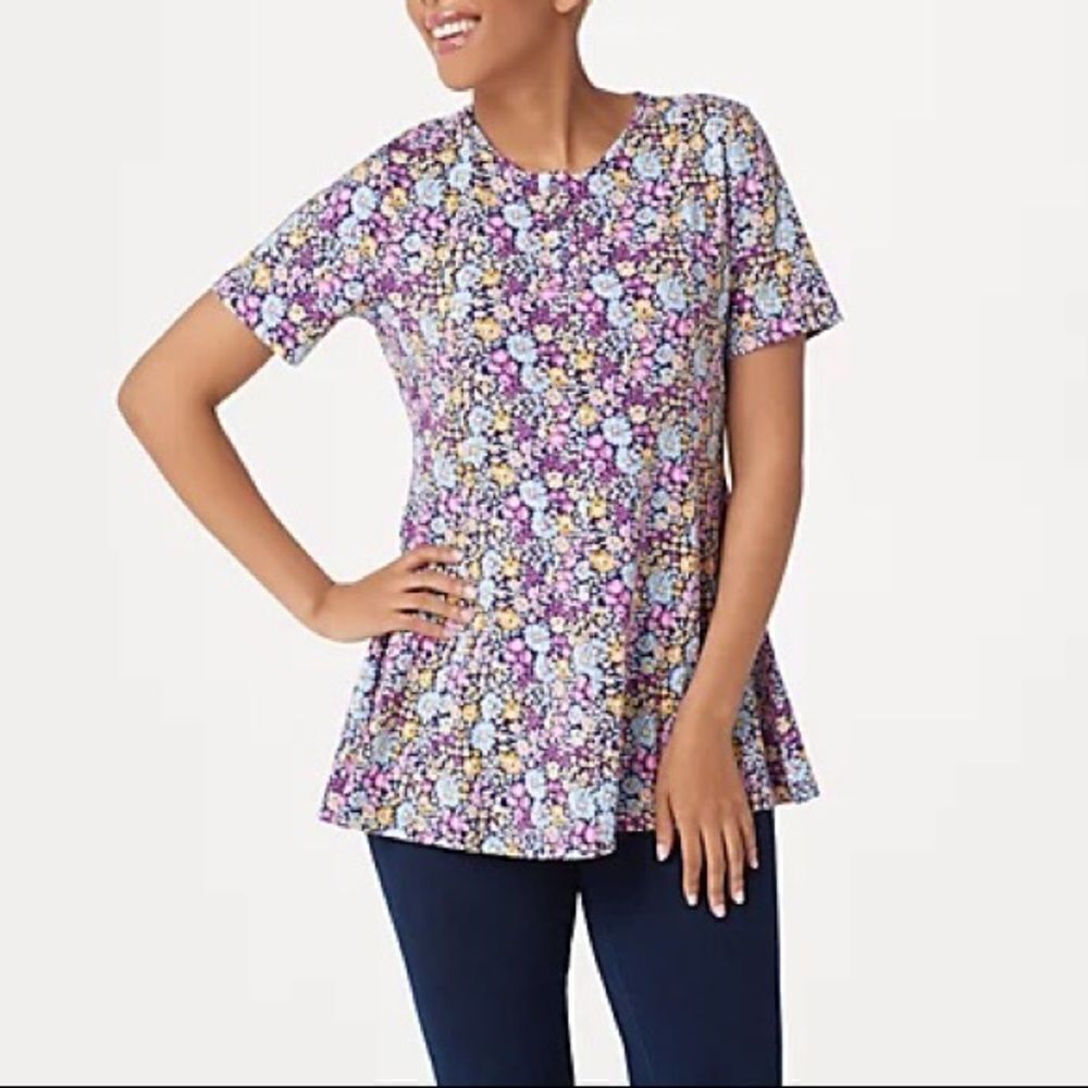 Denim & Co. Printed Jersey Fit & Flare Top